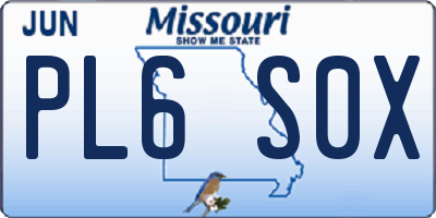 MO license plate PL6S0X