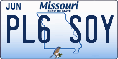 MO license plate PL6S0Y