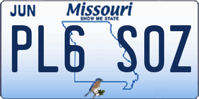 MO license plate PL6S0Z