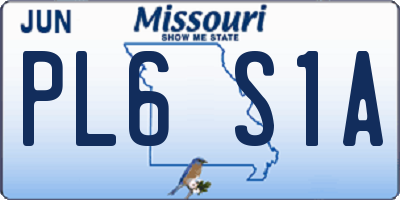 MO license plate PL6S1A