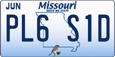 MO license plate PL6S1D
