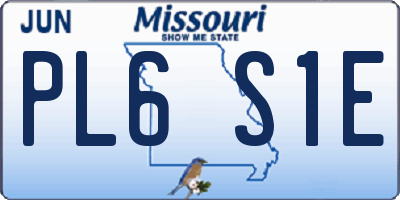 MO license plate PL6S1E