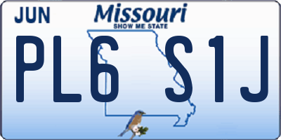 MO license plate PL6S1J