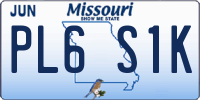 MO license plate PL6S1K