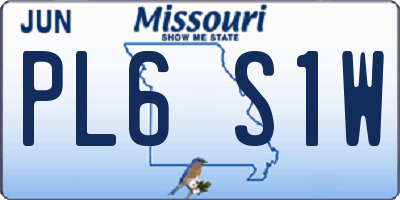 MO license plate PL6S1W