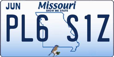 MO license plate PL6S1Z