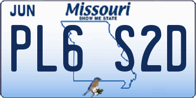 MO license plate PL6S2D