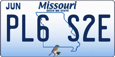 MO license plate PL6S2E