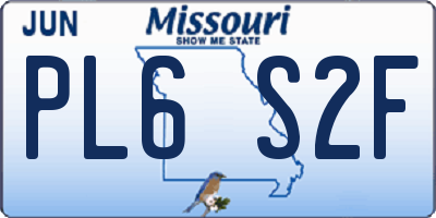MO license plate PL6S2F