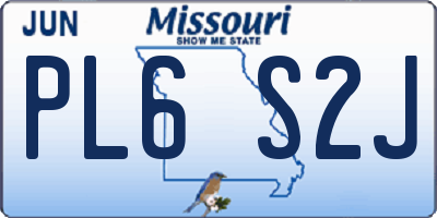 MO license plate PL6S2J