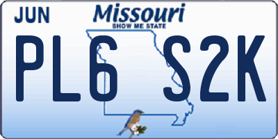 MO license plate PL6S2K