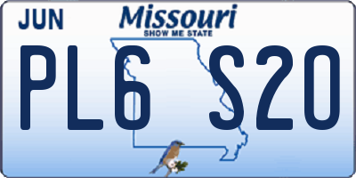 MO license plate PL6S2O