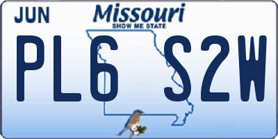 MO license plate PL6S2W