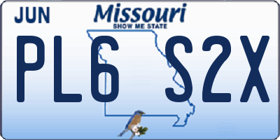 MO license plate PL6S2X