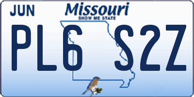 MO license plate PL6S2Z
