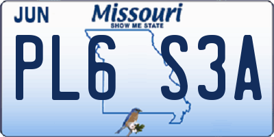 MO license plate PL6S3A