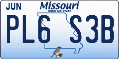 MO license plate PL6S3B