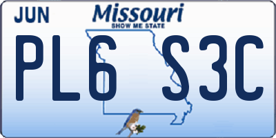 MO license plate PL6S3C