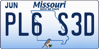 MO license plate PL6S3D