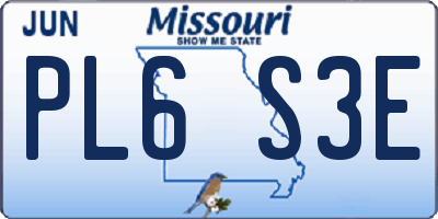 MO license plate PL6S3E