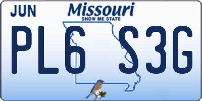MO license plate PL6S3G