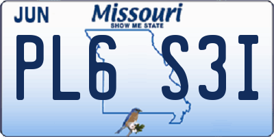 MO license plate PL6S3I