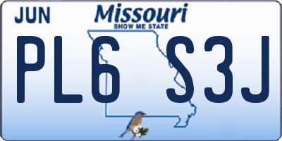 MO license plate PL6S3J