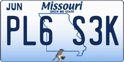 MO license plate PL6S3K