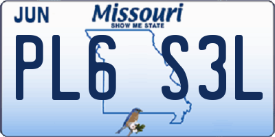 MO license plate PL6S3L
