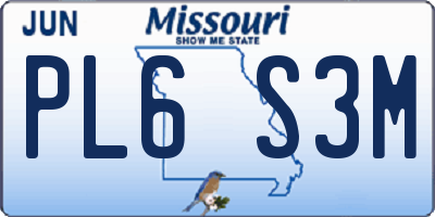 MO license plate PL6S3M