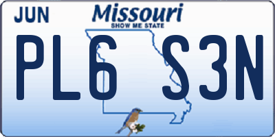 MO license plate PL6S3N