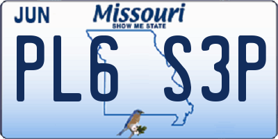 MO license plate PL6S3P