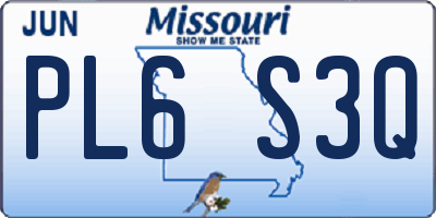 MO license plate PL6S3Q