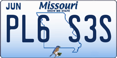 MO license plate PL6S3S