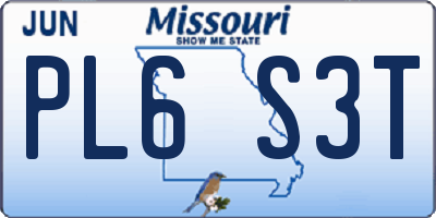 MO license plate PL6S3T