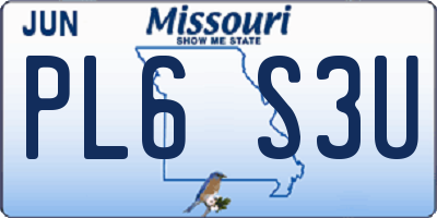 MO license plate PL6S3U