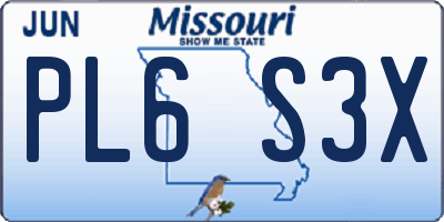 MO license plate PL6S3X