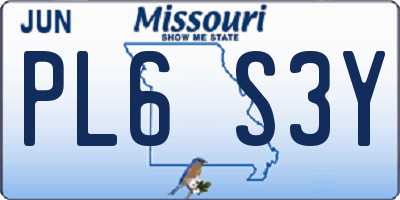 MO license plate PL6S3Y
