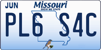 MO license plate PL6S4C