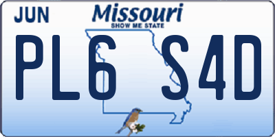 MO license plate PL6S4D
