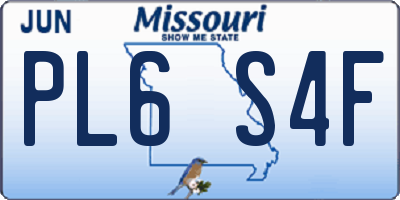MO license plate PL6S4F