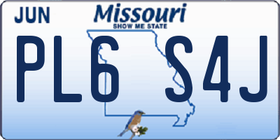 MO license plate PL6S4J