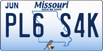 MO license plate PL6S4K