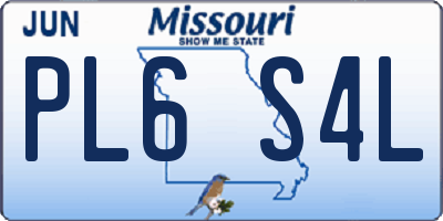 MO license plate PL6S4L