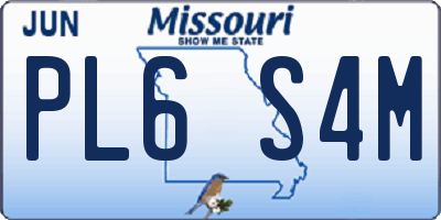 MO license plate PL6S4M