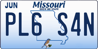 MO license plate PL6S4N