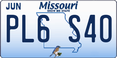 MO license plate PL6S4O