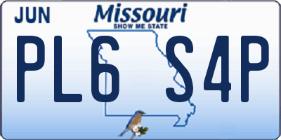 MO license plate PL6S4P