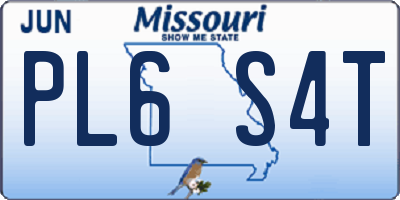 MO license plate PL6S4T