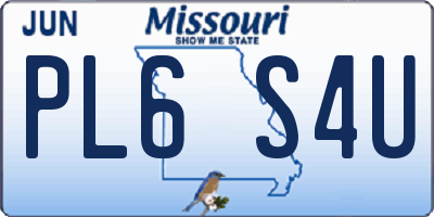 MO license plate PL6S4U